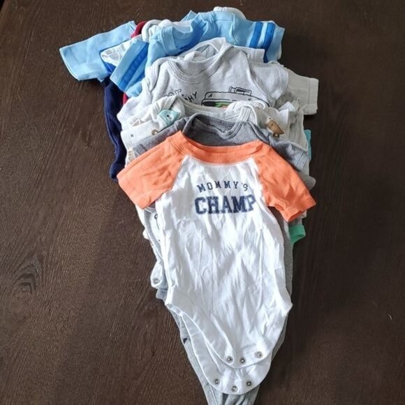 3-6 Months Baby Boy Clothes Clothing ONE PIECE Shirts Tops Long Short Sleeve - Picture 6 of 7